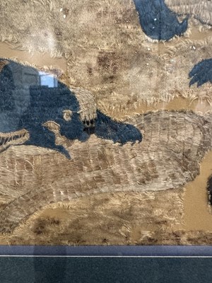 Lot 48 - A PAIR OF CHINESE EMBROIDERED SILK 'SKY BURIAL' TEXTILE PANELS, 18TH CENTURY