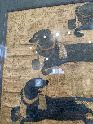 Lot 48 - A PAIR OF CHINESE EMBROIDERED SILK 'SKY BURIAL' TEXTILE PANELS, 18TH CENTURY