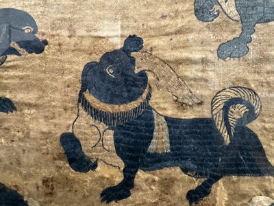 Lot 48 - A PAIR OF CHINESE EMBROIDERED SILK 'SKY BURIAL' TEXTILE PANELS, 18TH CENTURY