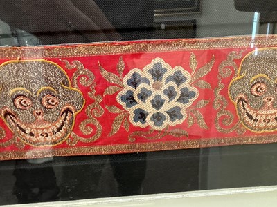 Lot 47 - A CHINESE WOVEN SILK BROCADE FOR THE TIBETAN MARKET, QING DYNASTY, 19TH CENTURY