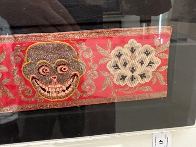 Lot 47 - A CHINESE WOVEN SILK BROCADE FOR THE TIBETAN MARKET, QING DYNASTY, 19TH CENTURY