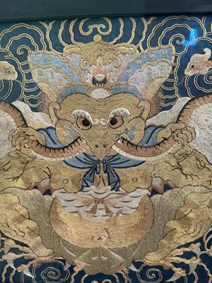 Lot 41 - A CHINESE EMBROIDERED SILK 'GARUDA' PANEL, MING DYNASTY, 14/15TH CENTURY