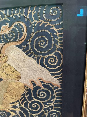 Lot 41 - A CHINESE EMBROIDERED SILK 'GARUDA' PANEL, MING DYNASTY, 14/15TH CENTURY