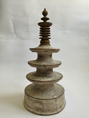 Lot 158 - A JAPANESE CYPRUS WOOD PAGODA FROM THE SET OF 'ONE MILLION PAGODAS'