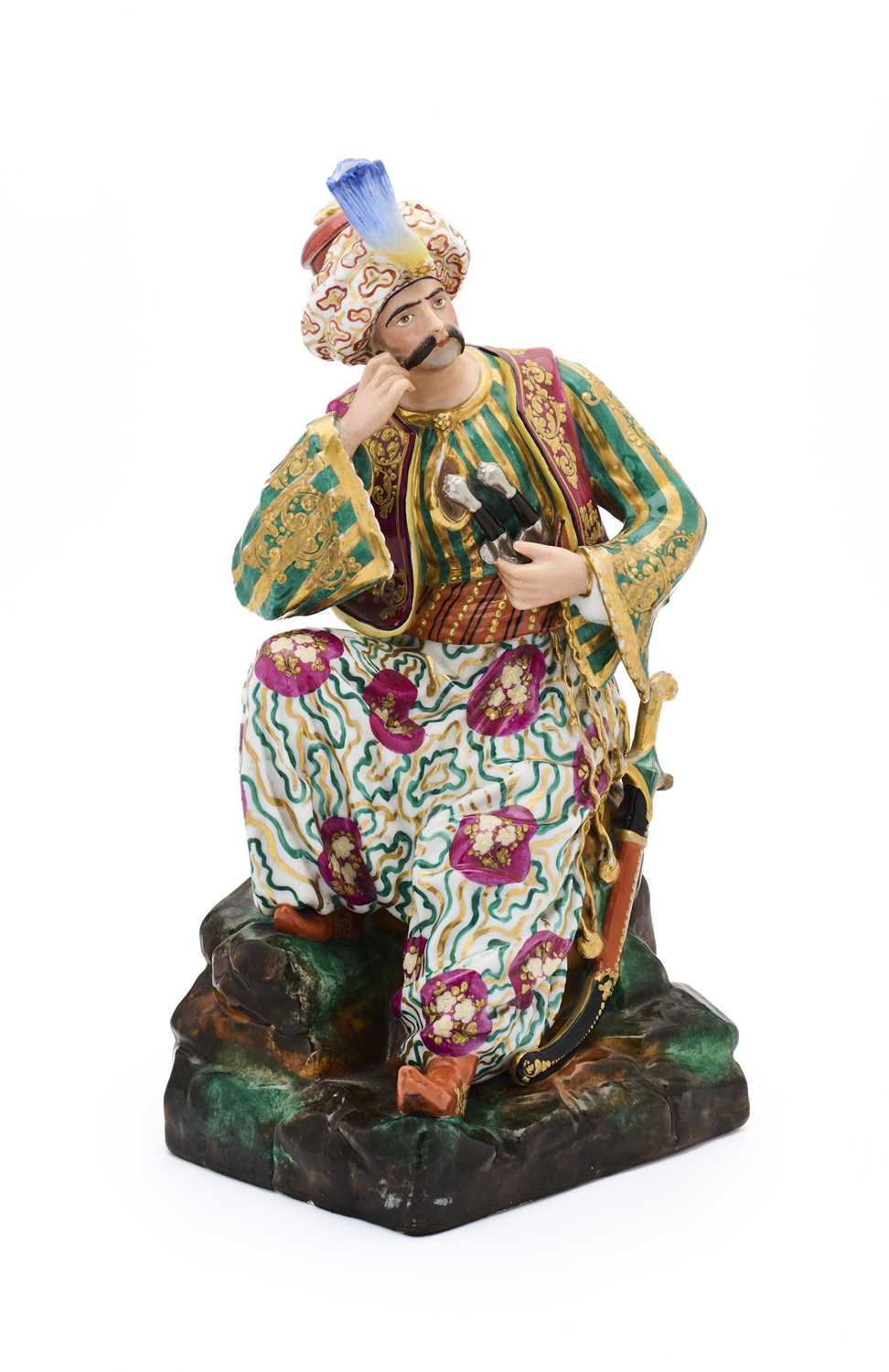 Lot 33 - A PARIS PORCELAIN 'TURQUERIE' FIGURAL VEILLEUSE (TEA WARMER), PROBABLY JACOB PETIT, MID 19TH CENTURY