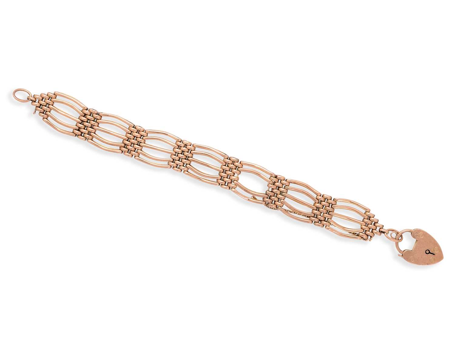 Lot 610 - GOLD GATE LINK BRACELET, 1900s