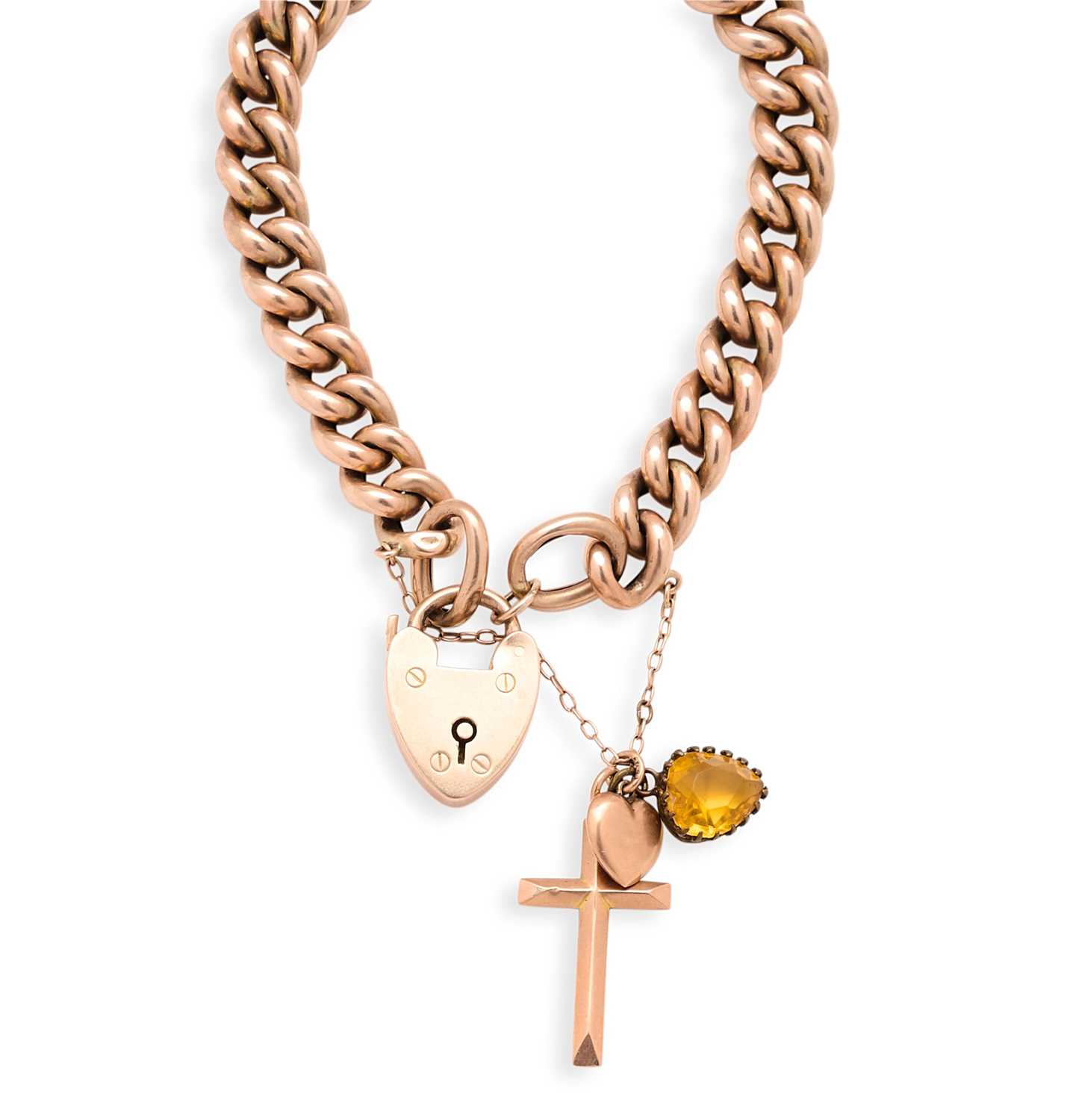 Lot 569 - GOLD CURB LINK BRACELET, 1900s