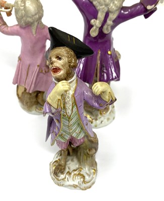 Lot 13 - A GROUP OF NINE MEISSEN MONKEY BAND (AFFENKAPELLE) FIGURES, MID 19TH CENTURY