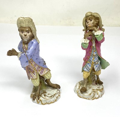 Lot 13 - A GROUP OF NINE MEISSEN MONKEY BAND (AFFENKAPELLE) FIGURES, MID 19TH CENTURY
