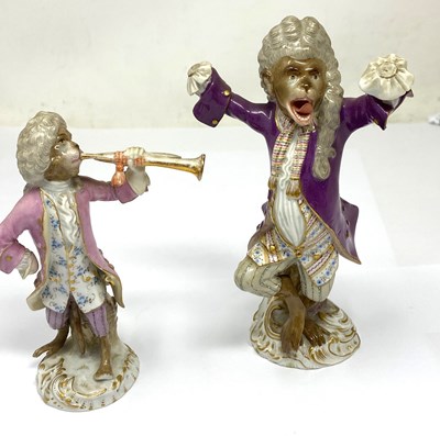 Lot 13 - A GROUP OF NINE MEISSEN MONKEY BAND (AFFENKAPELLE) FIGURES, MID 19TH CENTURY