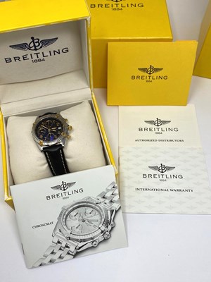 Lot 520 - BREITLING, CHRONOMAT, REF.B13050.1: GENTLEMAN'S STAINLESS STEEL AND GOLD WRISTWATCH, CIRCA 1996