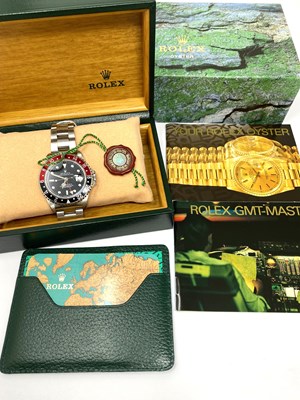 Lot 518 - ROLEX, GMT MASTER II, REF.16710: GENTLEMAN'S STAINLESS STEEL BRACELET WATCH, CIRCA 1994