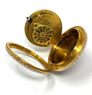 Lot 501 - GOLD, ENAMEL AND SPLIT PEARL POCKET WATCH, CIRCA 1790
