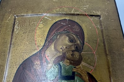 Lot 58 - AN ICON OF VIRGIN ELEOUSA, RUSSIAN, CIRCA 1800