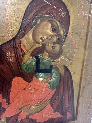 Lot 58 - AN ICON OF VIRGIN ELEOUSA, RUSSIAN, CIRCA 1800