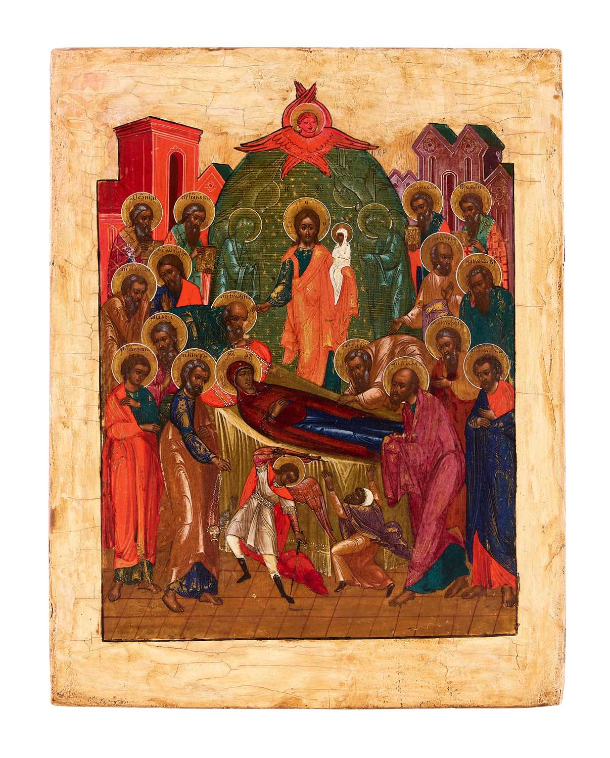 Lot 60 - AN ICON OF THE DORMITION, RUSSIAN, CIRCA 1800