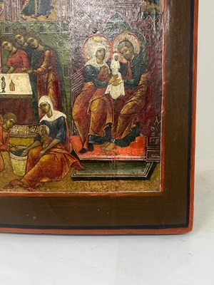 Lot 67 - AN ICON OF THE BIRTH OF MARY, RUSSIAN, 19TH CENTURY
