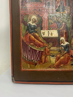 Lot 67 - AN ICON OF THE BIRTH OF MARY, RUSSIAN, 19TH CENTURY