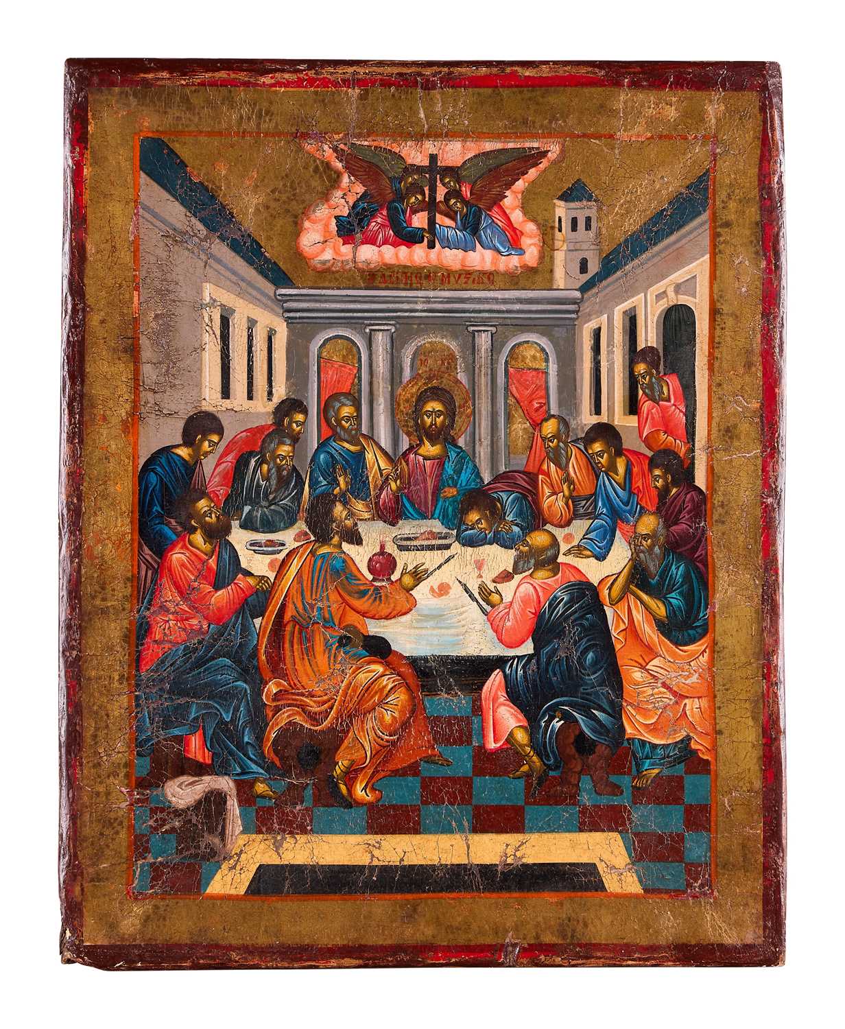 Lot 52 - AN ICON OF THE LAST SUPPER, GREEK, CIRCA 1800