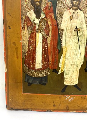 Lot 62 - AN ICON OF THE MATRYR AND SAINTS, RUSSIAN, CIRCA 1800