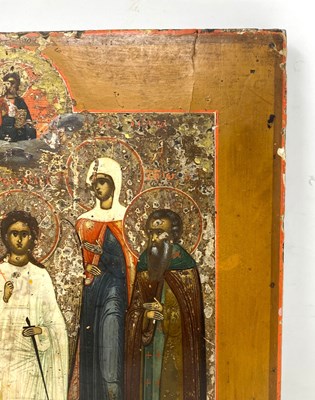Lot 62 - AN ICON OF THE MATRYR AND SAINTS, RUSSIAN, CIRCA 1800