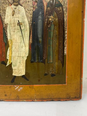 Lot 62 - AN ICON OF THE MATRYR AND SAINTS, RUSSIAN, CIRCA 1800