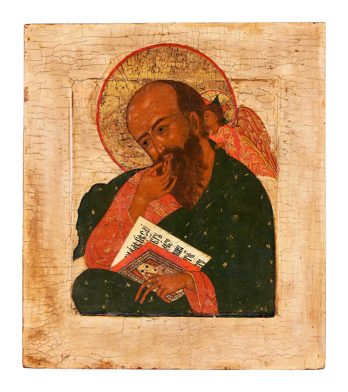 Lot 70 - AN ICON OF ST JOHN IN SILENCE, RUSSIAN, 19TH CENTURY