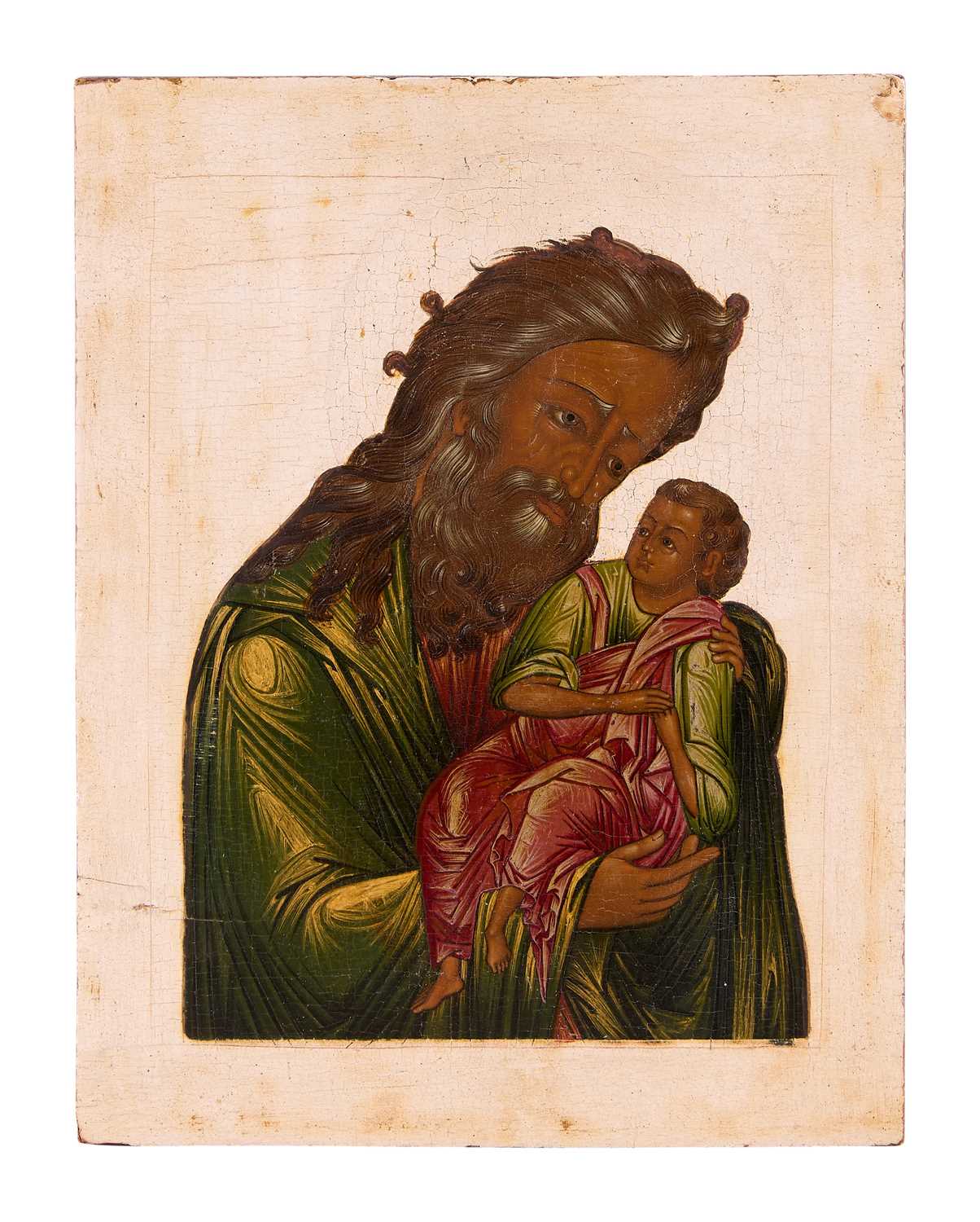 Lot 44 - AN ICON OF SIMEON THE HIGH PRIEST, RUSSIAN, 18TH CENTURY