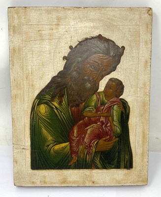 Lot 44 - AN ICON OF SIMEON THE HIGH PRIEST, RUSSIAN, 18TH CENTURY