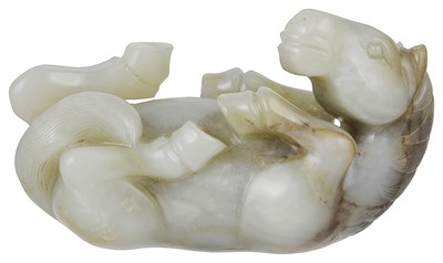 Lot 254 - A CHINESE JADE HORSE FIGURE