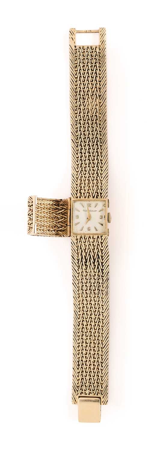 Lot 542 - JAEGER LE COULTRE: LADY'S GOLD BRACELET WATCH, 1960s