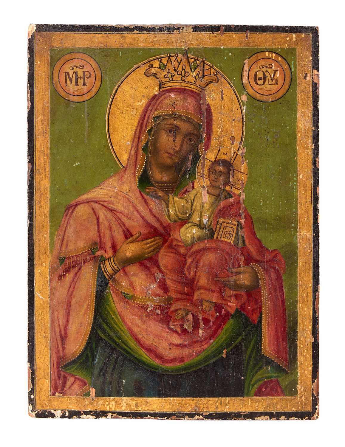 Lot 49 - AN ICON OF THE VIRGIN HODEGETRIA, GREEK, CIRCA 1800