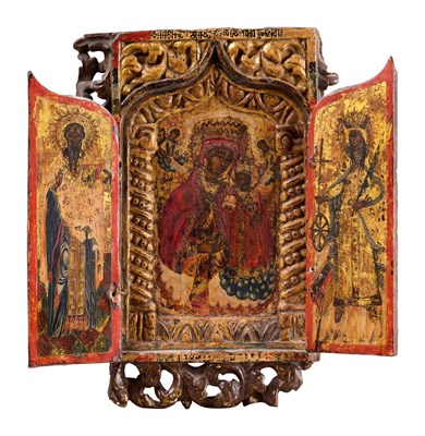 Lot 48 - A TRIPTYCH, GREEK, 18TH CENTURY