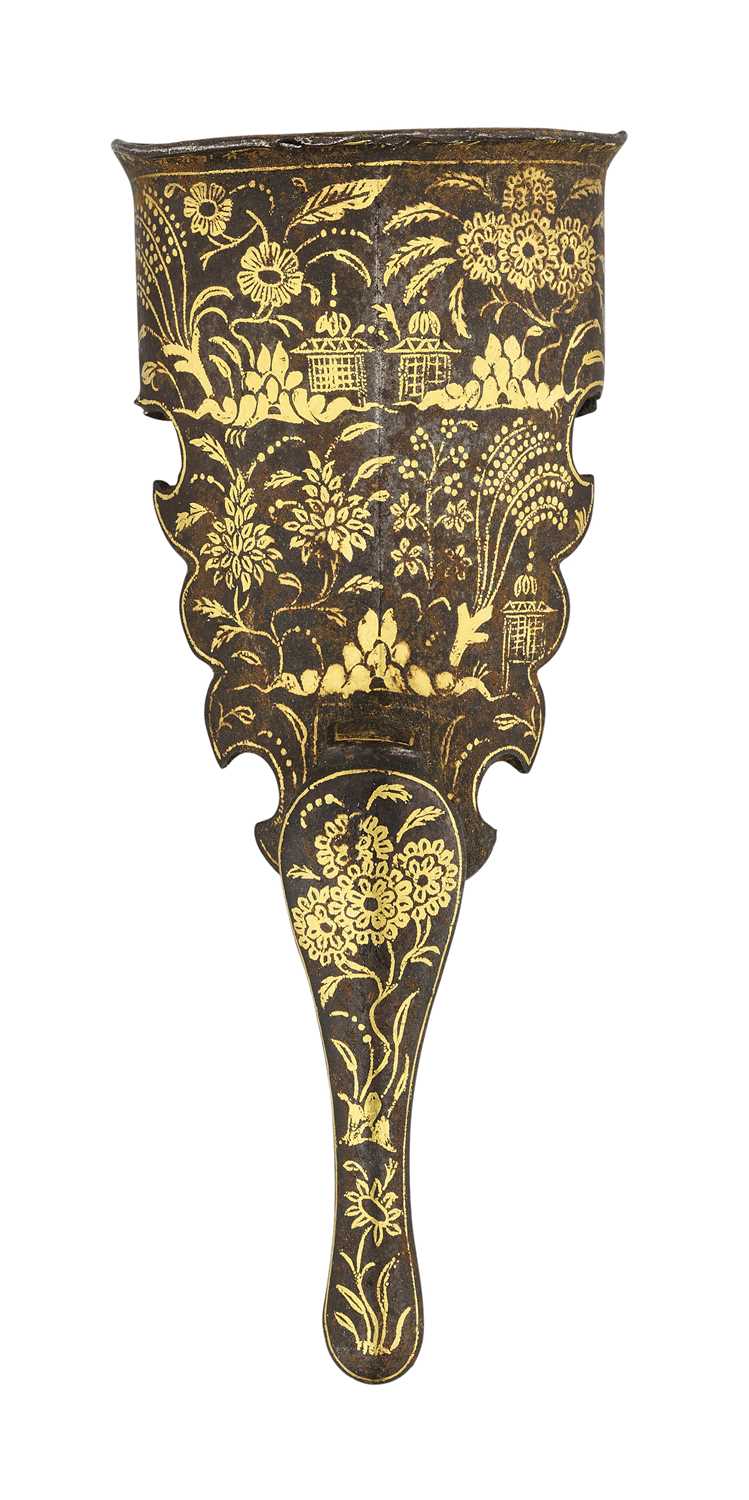 Lot 148 - A RARE NORTH INDIAN SMALL-SWORD SCABBARD LOCKET FOR THE EUROPEAN MARKET, CIRCA 1770-80