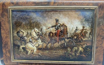 Lot 290 - A FRENCH BURR WOOD MUSICAL SNUFF BOX, PARIS, CIRCA 1830