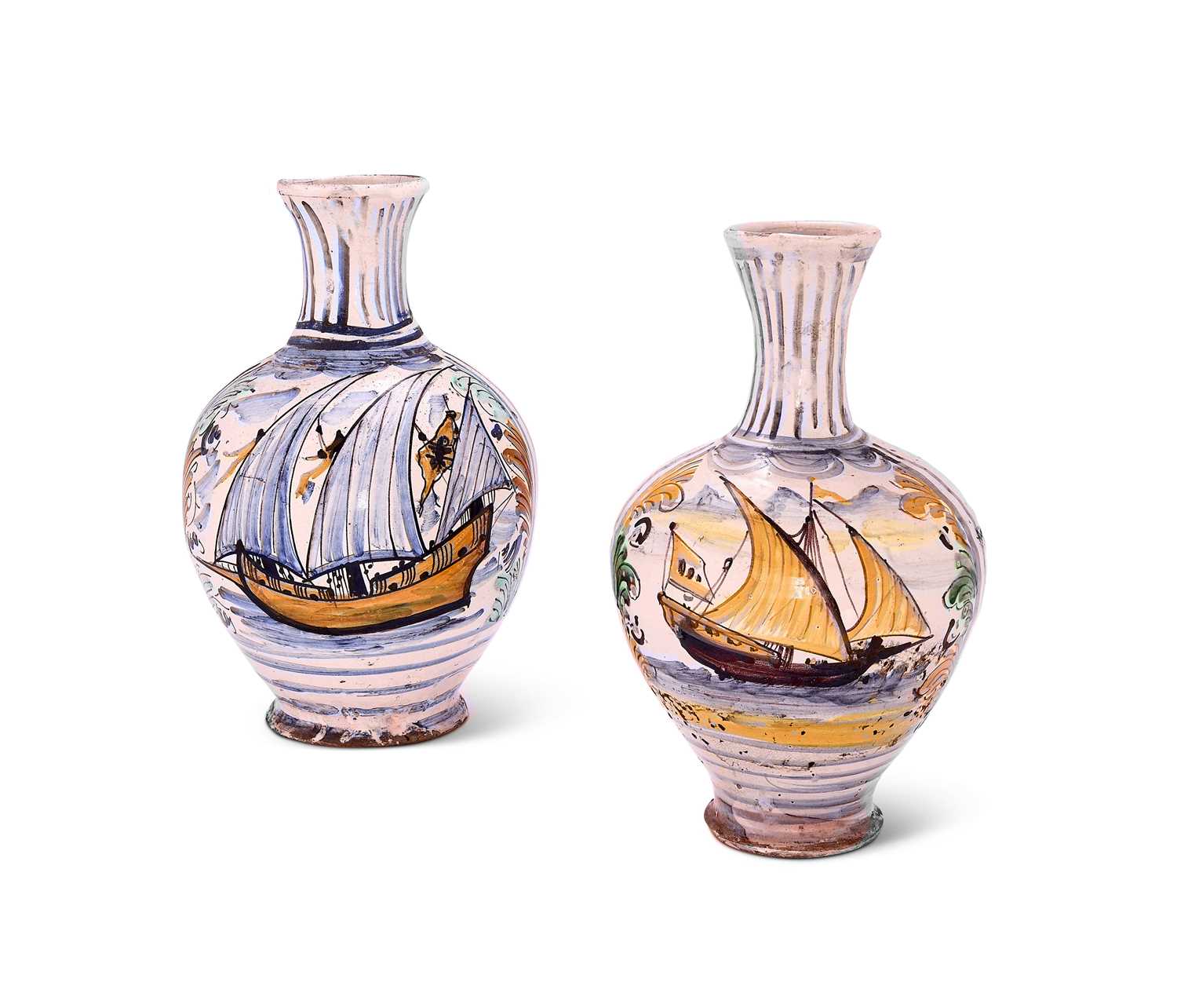 Lot 2 - TWO NAPLES MAIOLICA VASES, 18TH CENTURY