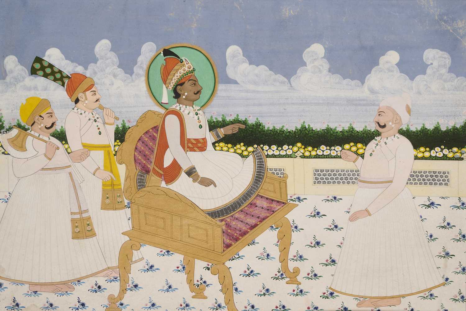 Lot 27 - A PORTRAIT OF RAJA PRATAP SINGH OF JAIPUR, RAJASTHAN, INDIA, 19TH CENTURY