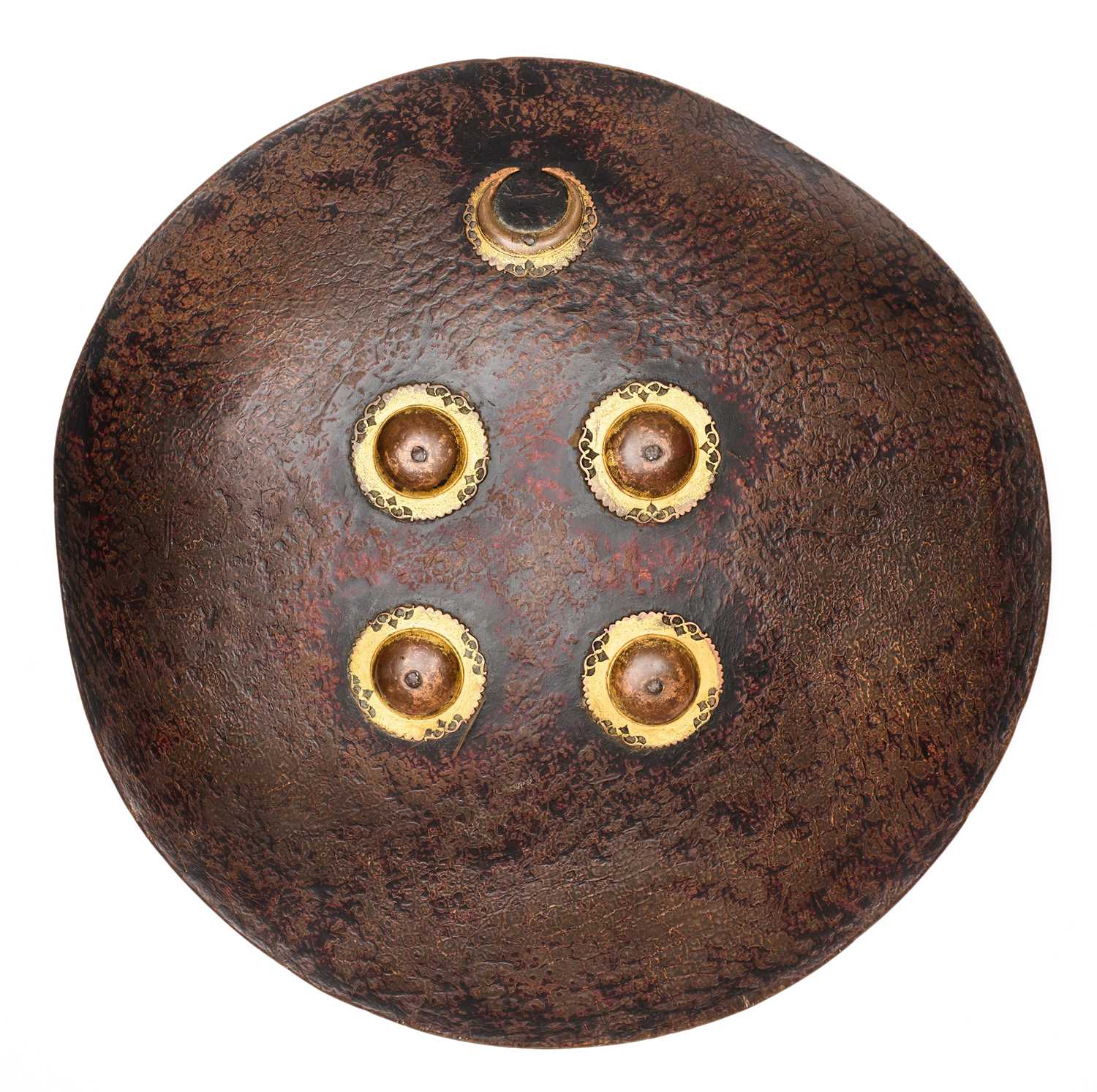Lot 129 - A HIDE SHIELD (DHAL), NORTHERN INDIA, 18TH CENTURY