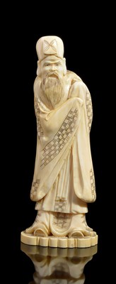 Lot 271 - ~A JAPANESE WALRUS IVORY OKIMONO OF JUROJIN