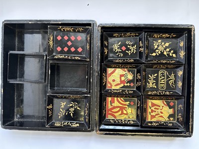 Lot 33 - TWO CHINESE EXPORT LACQUER GAMES BOXES AND COVERS, QING DYNASTY, 19TH CENTURY