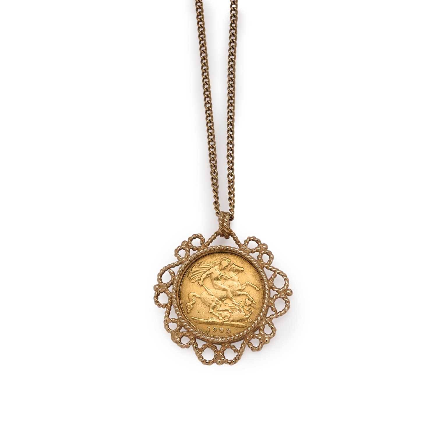 Lot 550 - VICTORIAN GOLD HALF SOVEREIGN PENDANT, 1900