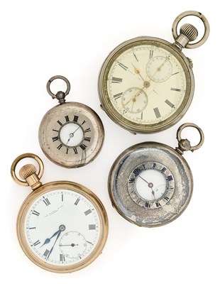 Lot 309 - A GROUP OF FOUR POCKET WATCHES, LATE 19TH / EARLY 20TH CENTURY
