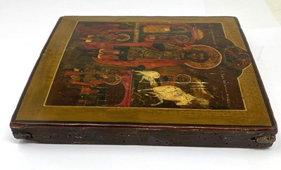 Lot 39 - AN ICON OF ST THEODORE STRATELATES AND SCENES FROM HIS LIFE, RUSSIAN, 18TH CENTURY