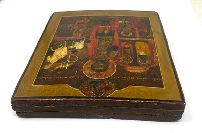 Lot 39 - AN ICON OF ST THEODORE STRATELATES AND SCENES FROM HIS LIFE, RUSSIAN, 18TH CENTURY