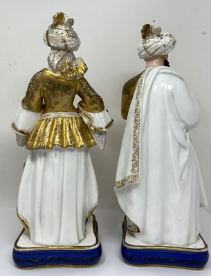 Lot 34 - A PAIR PARIS PORCELAIN 'TURQUERIE' FIGURAL FLASKS, PROBABLY JACOB PETIT, MID 19TH CENTURY