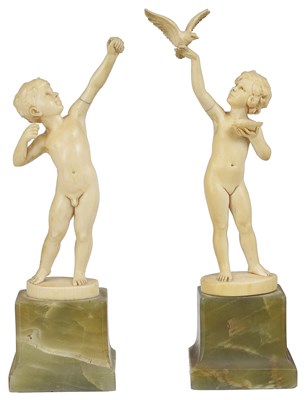 Lot 280 - ~FERDINAND PREISS (1882-1943): 'BOY WITH BOW' AND 'GIRL WITH DOVE'