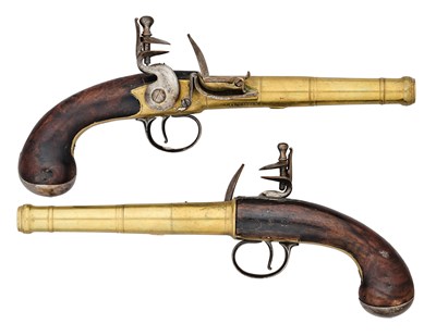 Lot 748 - A PAIR OF FLINTLOCK 25 BORE TURN-OFF PISTOLS BY RIMES, LONDON, CIRCA 1760