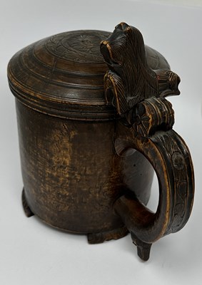 Lot 75 - A BIRCH WOOD 'PEG' TANKARD, NORWEGIAN, 18TH CENTURY