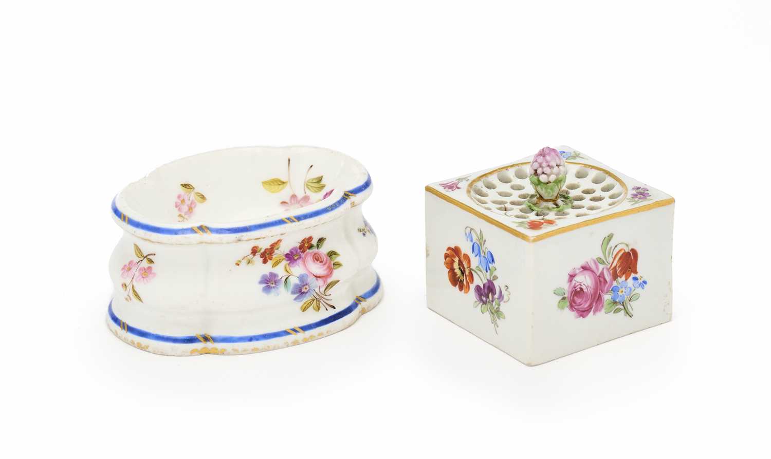 Lot 15 - A MEISSEN POUNCE POT, CIRCA 1770