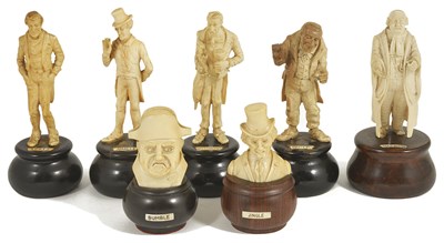 Lot 284 - ~A SET OF FIVE CARVED IVORY CHARLES DICKENS CHARACTER FIGURE